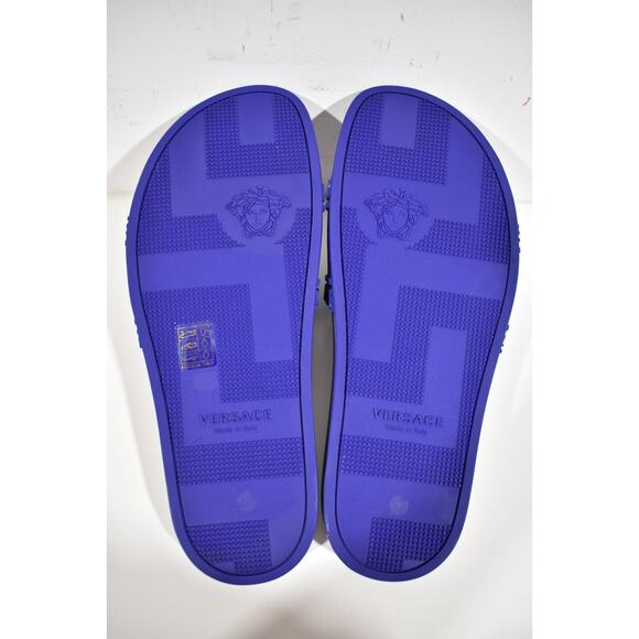 Versace Medusa Palazzo Blue Rubber Logo Slide Pool Sandal Flip Flop Flat 42 9 - Picture 12 of 12